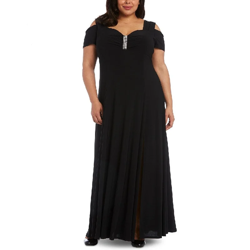 women's minimalist dressesR & M Richards Women's Plus Size Rhinestone-Detail Gown Black Size 16