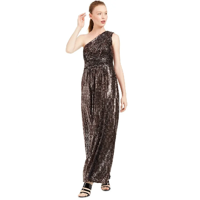 women's casual Friday dressesCalvin Klein Women's One-Shoulder Metallic Gown Black Size 12