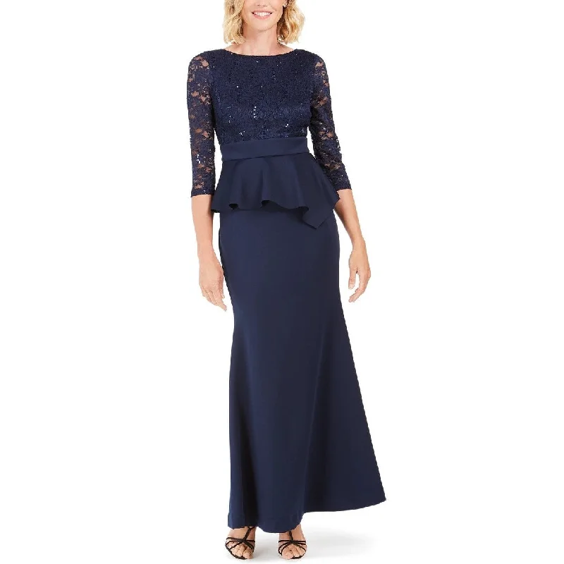 women's boho dressesJessica Howar Women's Peplum Gown Navy Size 16