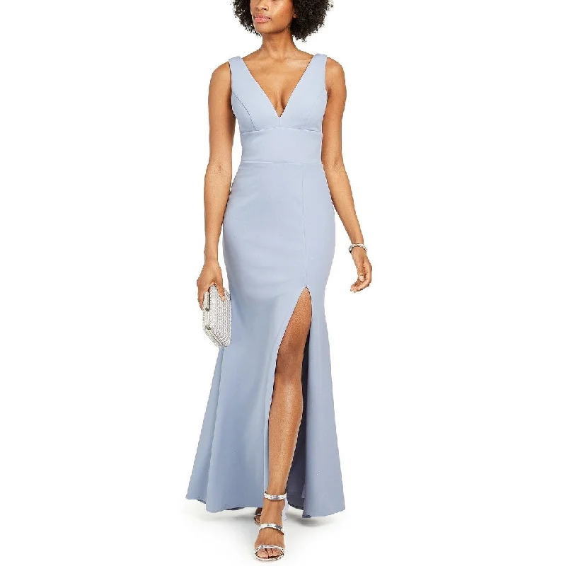 women's high-end dressesBetsy & Adam Women's Deep V-Neck Gown Blue Size 12