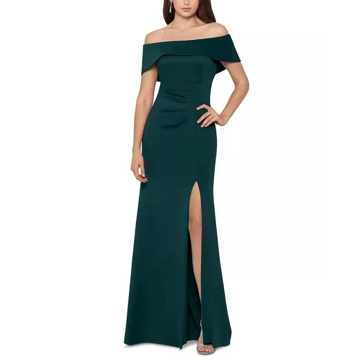 women's cocktail dressesXSCAPE Women's Off The Shoulder Gown Dark Green Size 12