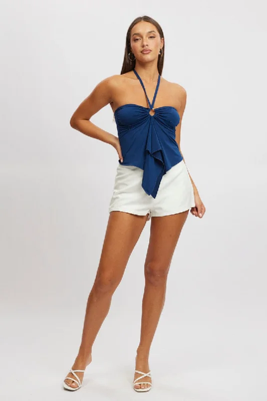 women's tops for those who love to shop for unique findsBlue Halter Top Sleeveless