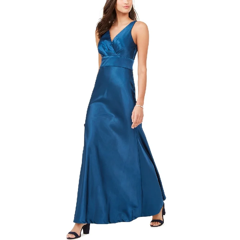 women's casual Friday dressesNightway Women's Petite V-Neck Satin Gown Dark Blue Size 6