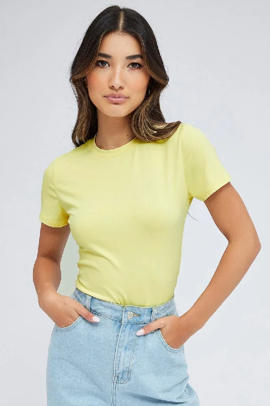 women's tops for those who want to add a pop of color to their outfitsYellow Supersoft Top Short Sleeve