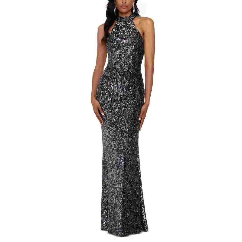 women's casual Friday dressesBetsy & Adam Women's Sequined Halter Gown Charcoal Size 2