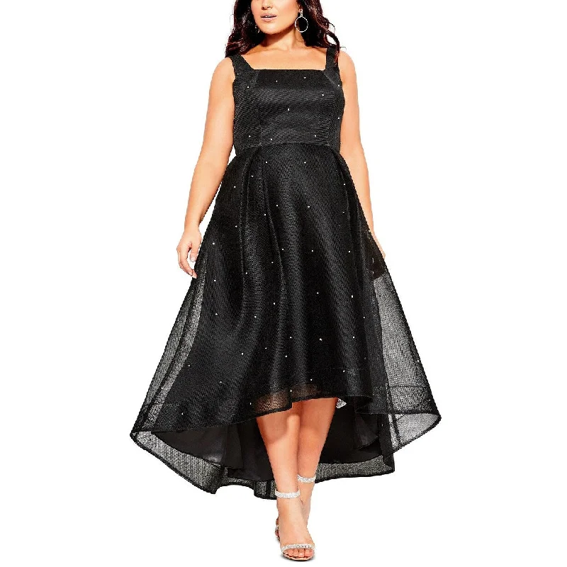 women's bespoke dressesCity Chic Women's Petite Embellished High/Low Gown Black Size Small