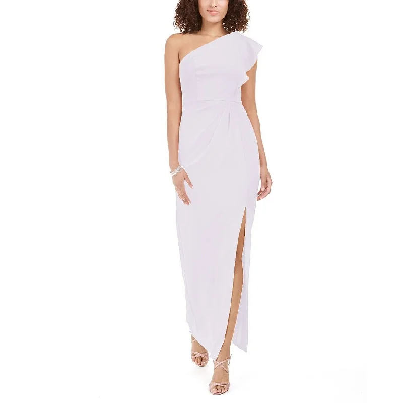 women's cinched-waist dressesAdrianna Papell Women's Ruffled One-Shoulder Gown White Size 4