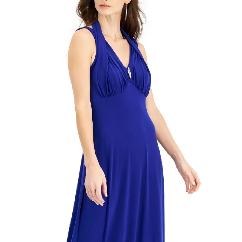 women's unique dressesConnected Women's Double Strap Gown Blue Size 14