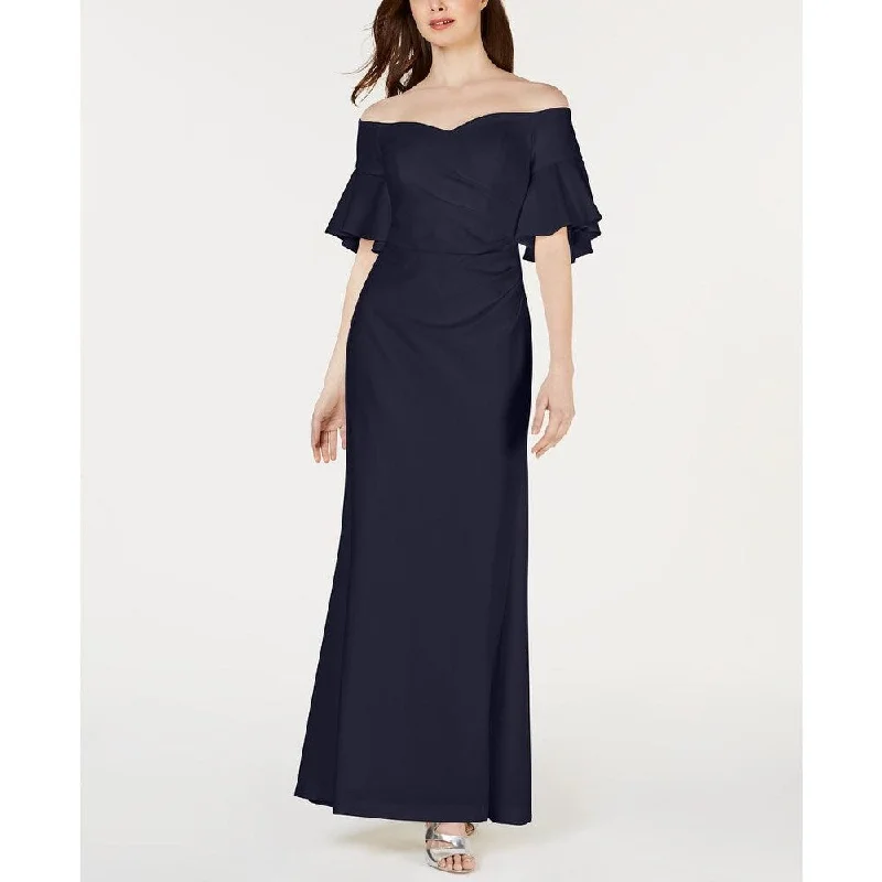 women's work dressesCalvin Klein Women's Sweetheart Off-The-Shoulder Gown Navy Size 6