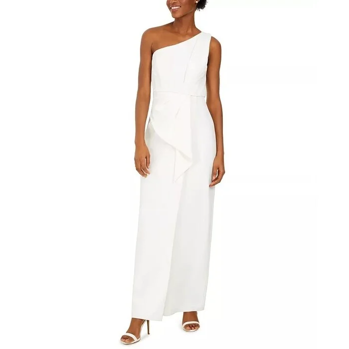 women's pear-shaped body dressesEliza J Women's Draped One-Shoulder Gown White Size 8 Petite - 8P