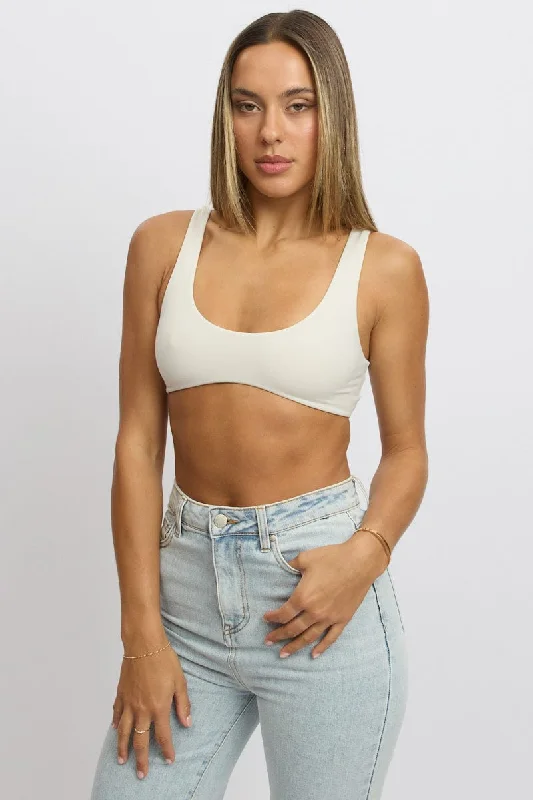 trendy women's topsWhite Bralette Seamless Cropped