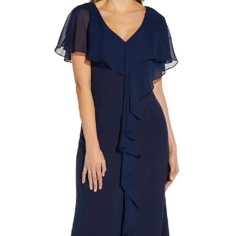 women's empire-line dressesAdrianna Papell Women's Chiffon Overlay Crepe Mermaid Gown Blue Size 4