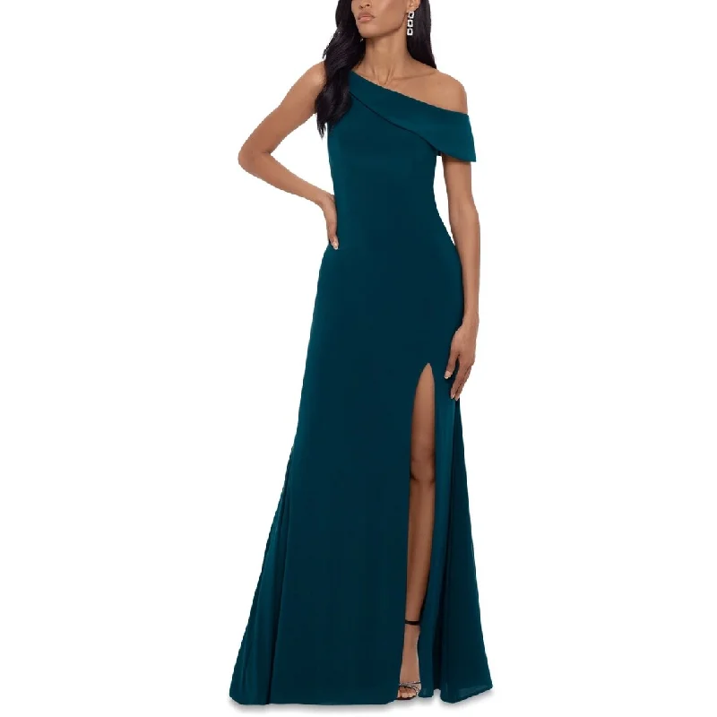 women's halter dressesXSCAPE Women's One Shoulder Gown Green Size 4