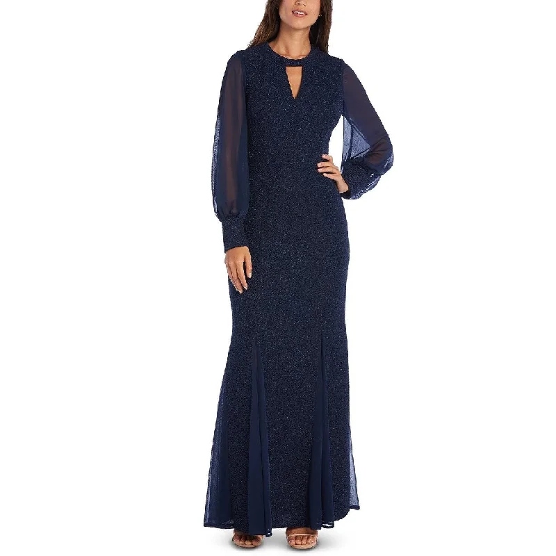 women's shift dressesNightway Women's Long-Sleeve Keyhole Gown Navy Size 8