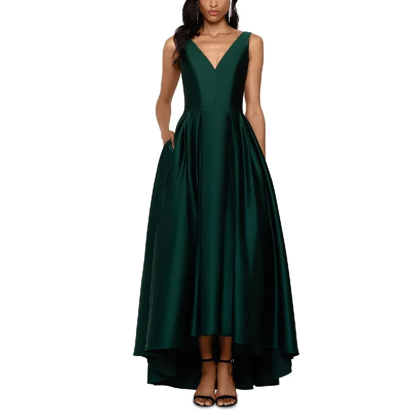 women's bridesmaid dressesBetsy & Adam Women's Satin High Low Ball Gown Green Size 2