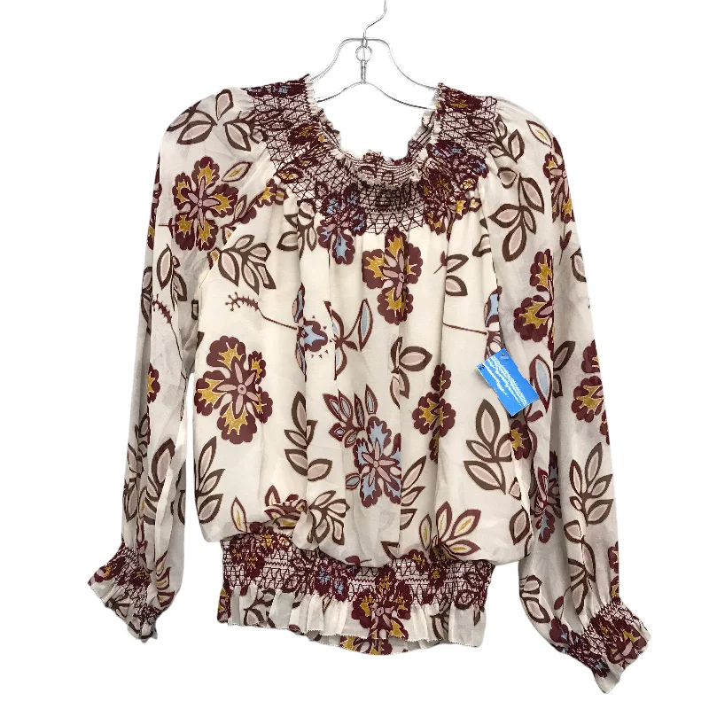 women's tops with cold-shoulder cuts and lace detailingTop Ls Designer By Tory Burch In Floral Print, Size:Xs