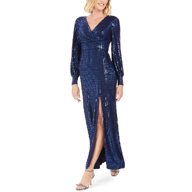 women's business casual dressesNightway Women's Sequin Wrap Gown Navy Size 14