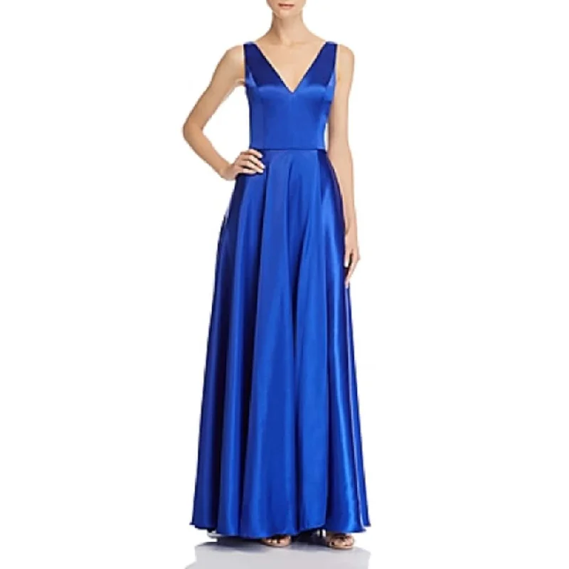 women's high-low dressesAqua Women's Charmeuse Gown Blue