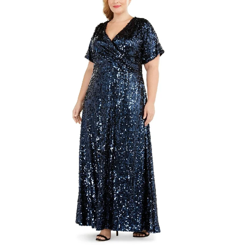 women's eco-friendly dressesCalvin Klein Women's Plus Size Sequined Gown Navy Size Small Petite