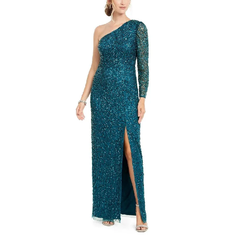 women's high-end dressesAdrianna Papell Women's Beaded Column Gown Blue Size 12