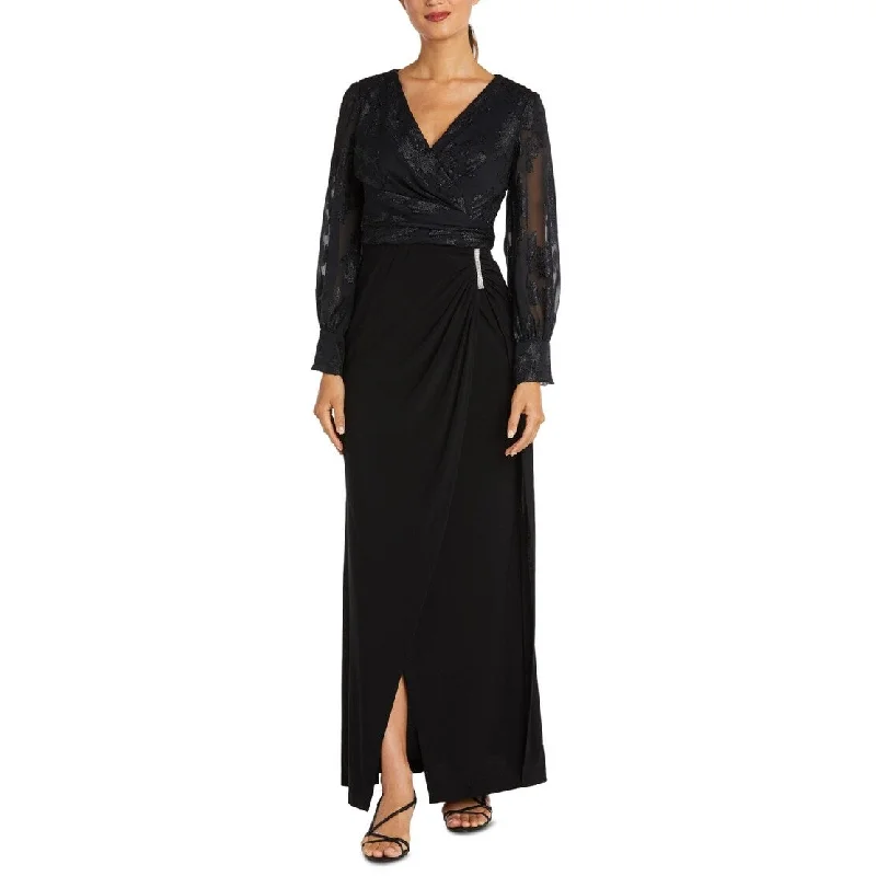 women's custom dressesNightway Women's Jacquard Faux Wrap Gown Black Size 8