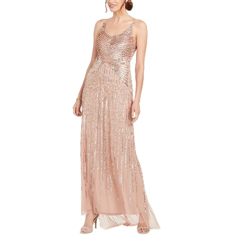 women's apple-shaped body dressesAdrianna Papell Women's Beaded & Sequined Gown Pink Size 8