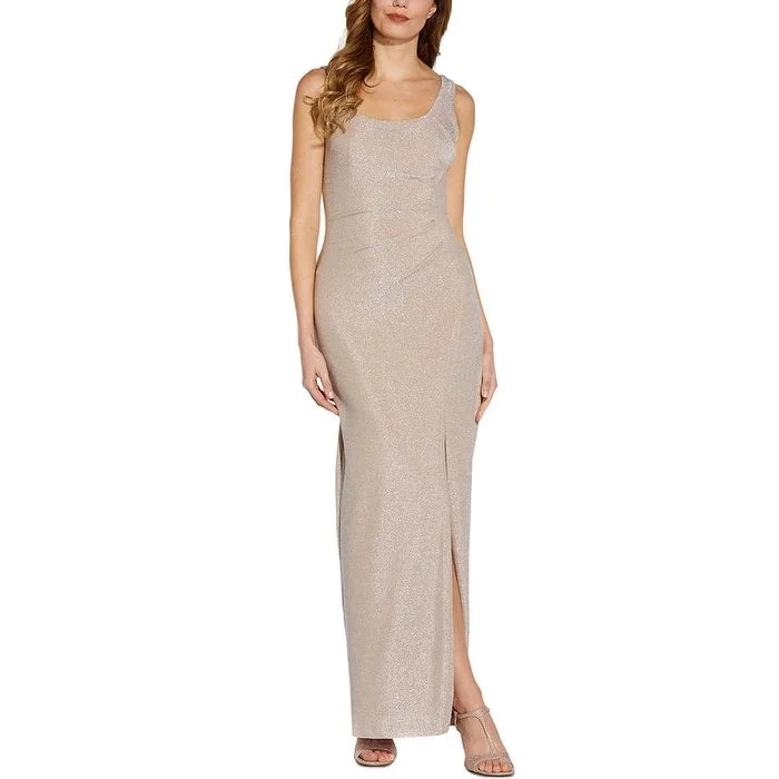 women's bodycon dressesAdrianna Papell Women's Metallic Knit Sleeveless Gown Gray Size 4