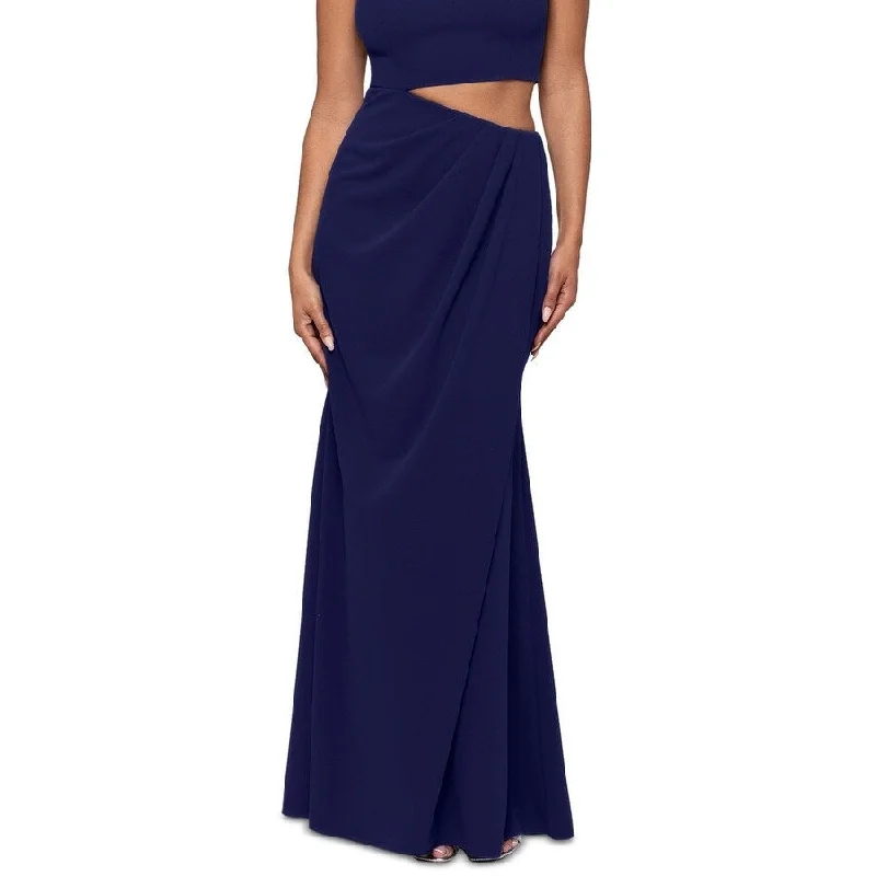 women's flutter-sleeved dressesBetsy & Adam Women's Waist Cutout Pleated Hip Gown Blue Size 2