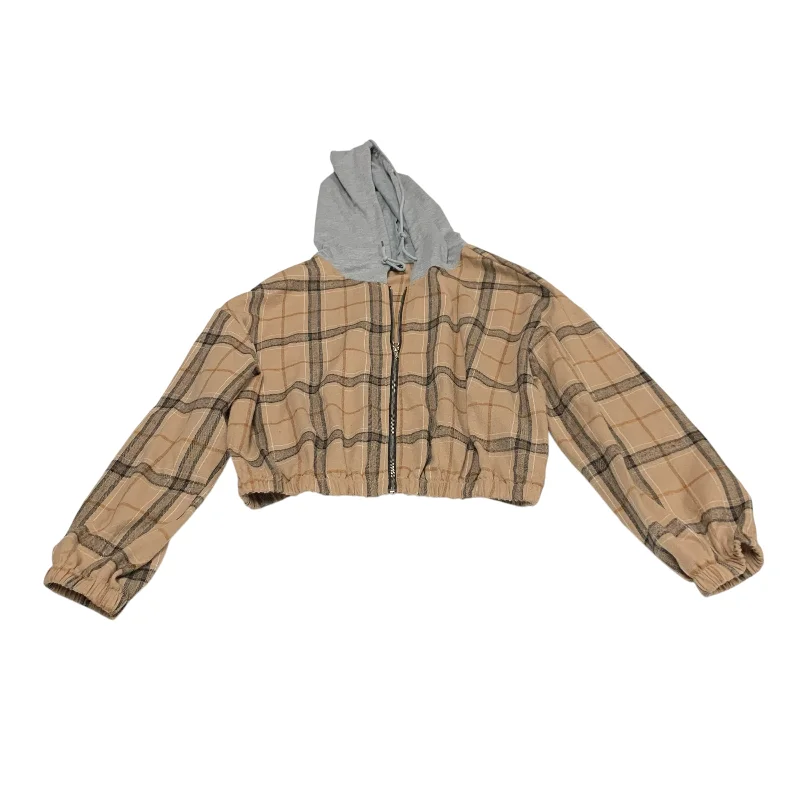 women's coats for cocktail partiesJacket Shirt By Shein In Grey & Tan, Size: L