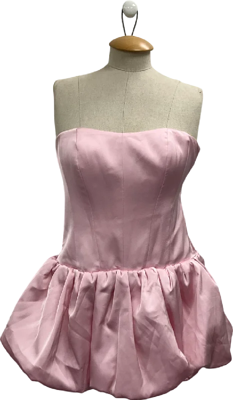 women's travel dressesOh Polly Pink Fabiola Lace Up Bubble Hem Corset Mini Dress UK 10