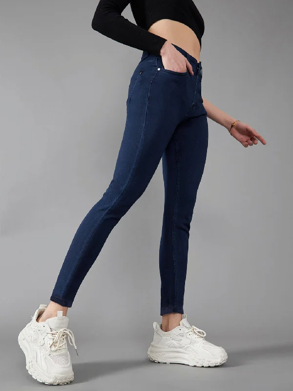 women's denim jeans with belt loopsCHASEstretch™ Women's Navy Blue Skinny Fit Mid Rise Denim Jeans