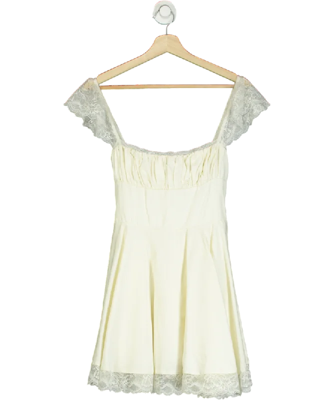 women's bespoke dressesHouse of CB Cream Kaia Square-neck A-line Woven Mini Dress UK M