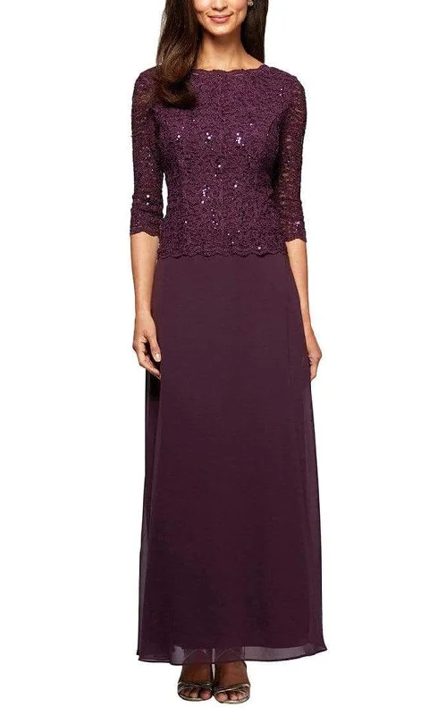 women's tall dressesAlex Evenings - Quarter Sleeve Scallop Lace Dress 112318