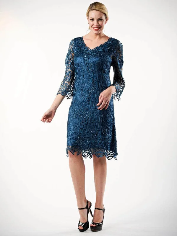 women's fair-trade dressesSoulmates C903 - V-Neck Crochet Lace Evening Dress