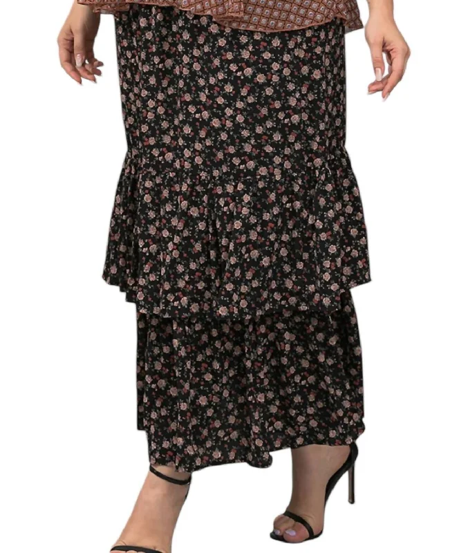 women's denim midi skirtsDitsy Floral Maxi Skirt In Brown