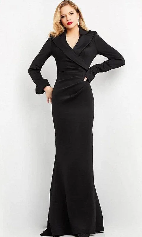 women's lace dressesJovani - Long Sleeve Scuba Evening Dress 06774SC - 1 pc Black In Size 12 Available