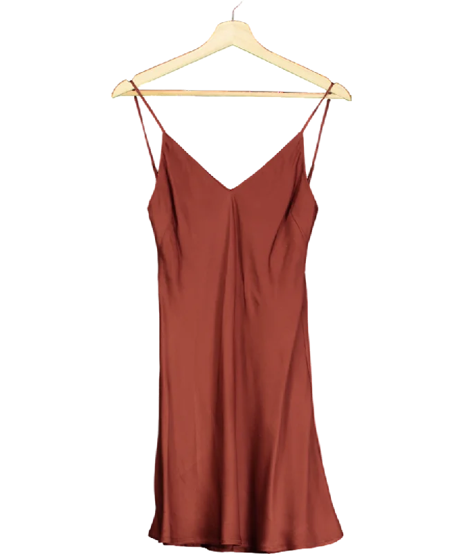 women's high-end dressesStudio Matis Brown V-back Satin Mini Dress UK XS