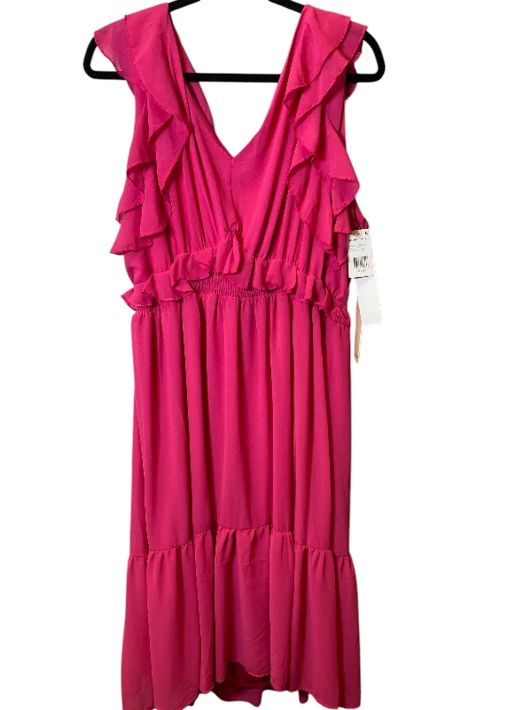 women's casual dressesDress Casual Midi By Cmc In Pink, Size: 2x