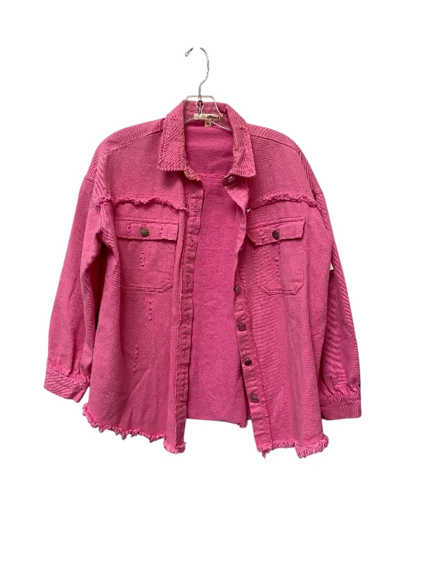 women's coats in bold colorsJacket Shirt By Clothes Mentor In Pink, Size: M