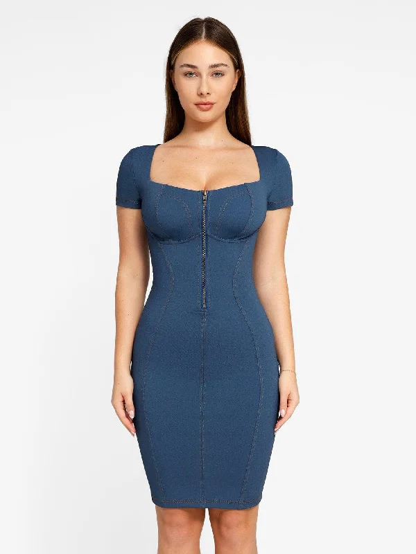 women's jumpsuits with belt loopsShapewear Denim Sculpting Dress or Bodysuit or Jumpsuit