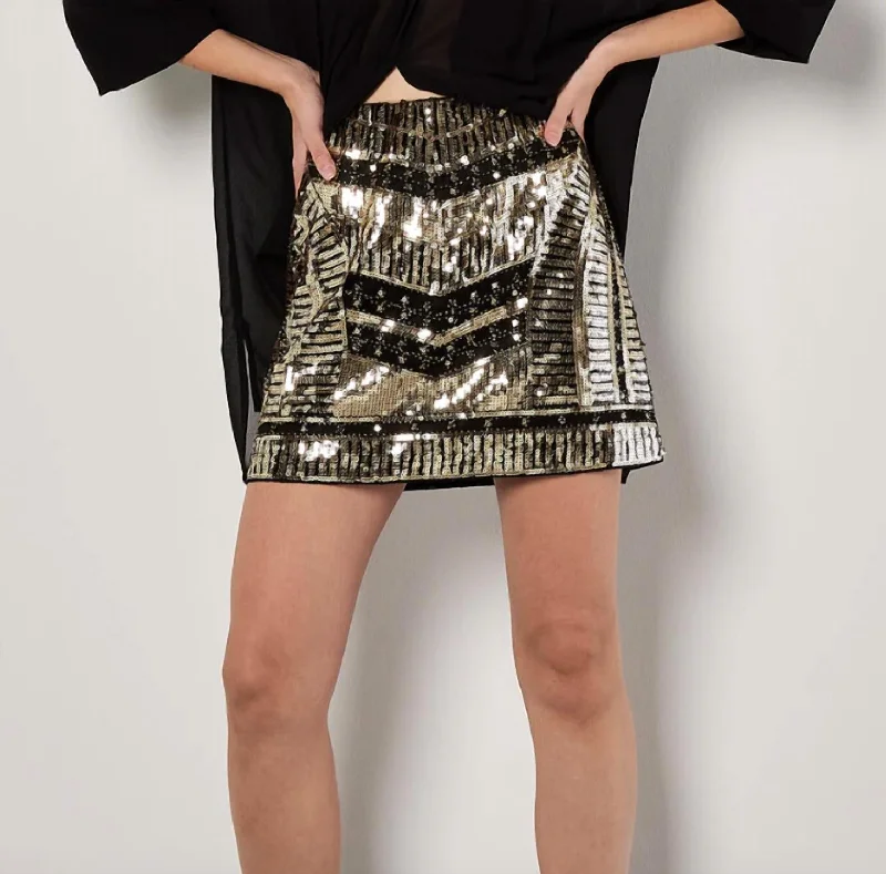 women's vintage leather skirtsSequin Skirt Black Gold