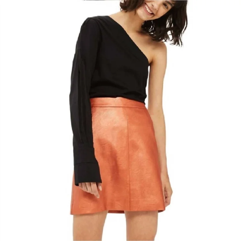 women's low-rise skirtsMini Faux Leather Skirt In Orange