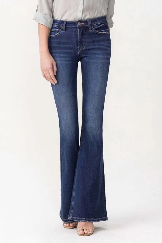 women's mom jeans denimKatie Mid Rise Flare Jeans In Dark Wash