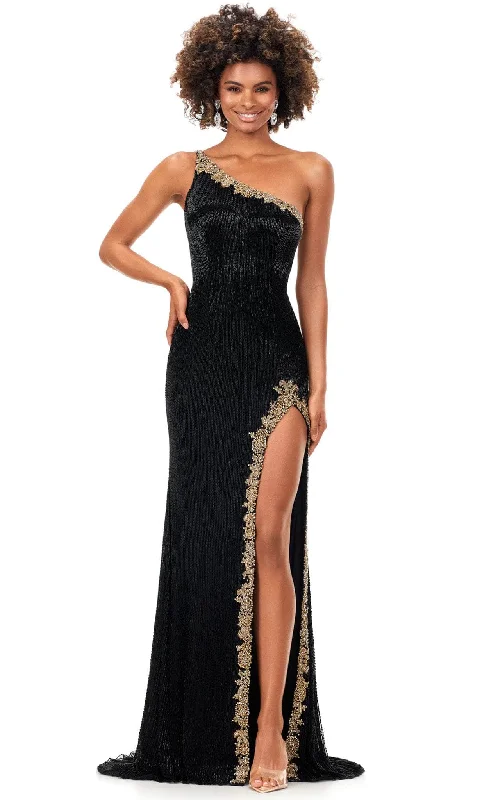 women's affordable dressesAshley Lauren 11352 - One Sleeve Beaded Evening Gown