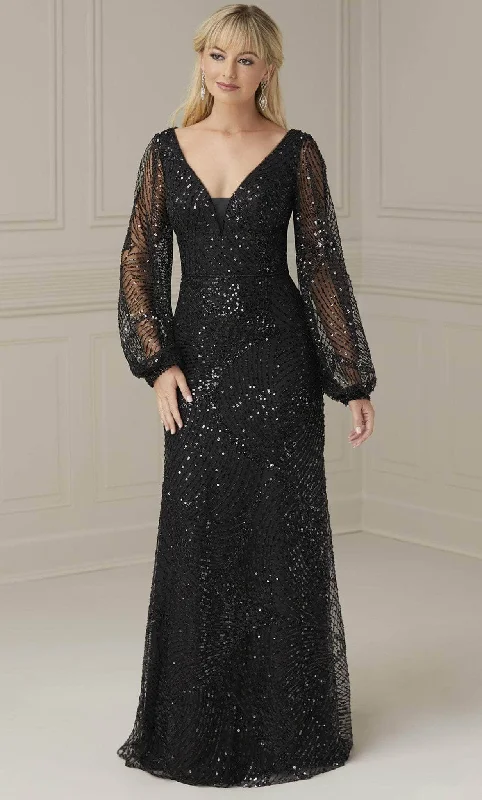 women's mini dressesChristina Wu Elegance 17114 - Bishop Sleeve Sequin Evening Dress