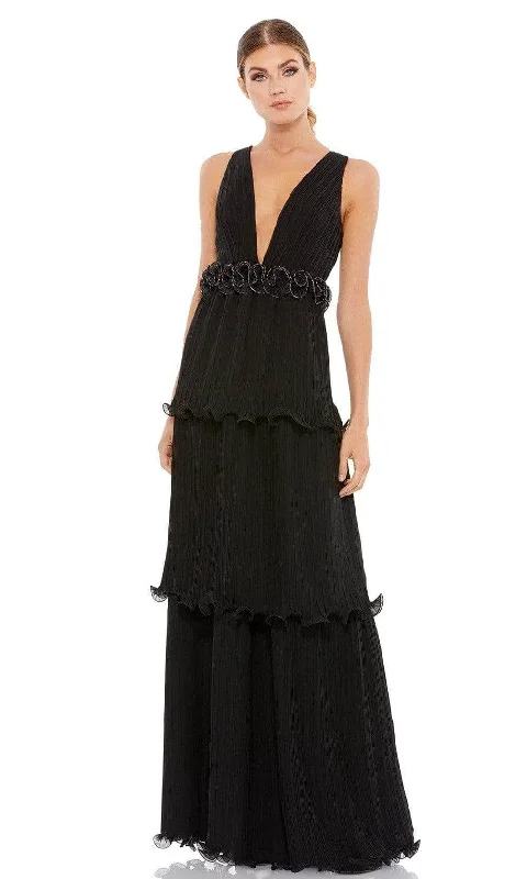 women's casual dressesIeena Duggal - Sleeveless Tiered A-Line Evening Dress 49281 - 1 pc Blk In Size 10 Available