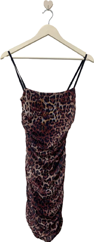 women's wedding guest dressesNasty Gal Leopard Print Ruched Mini Dress UK S