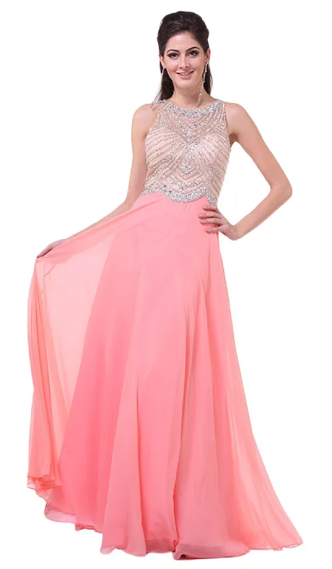 women's smart casual dressesCinderella Divine - Crystal Embellished A-Line Evening Gown