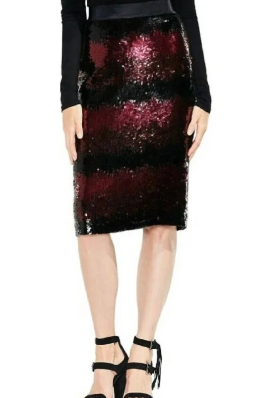 women's tulip skirtsOmbre Stripe Sequin Lined Pencil Skirt In Black