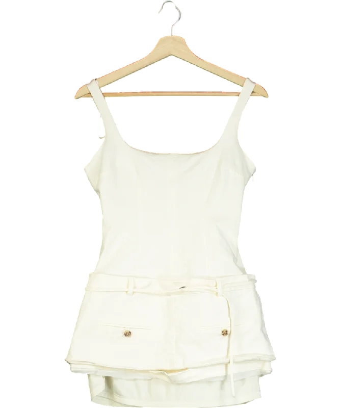 women's casual dressesZARA Cream Belted Fitted Mini Dress UK M